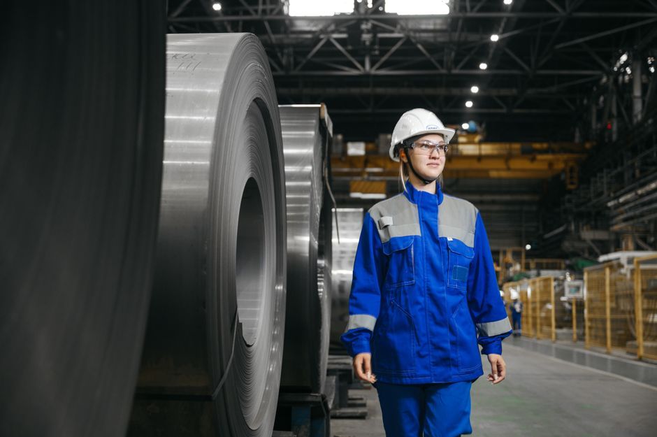 Industrial safety officer working on a factory floor