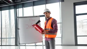 Industrial safety inspection and machine safeguarding practices on a factory floor