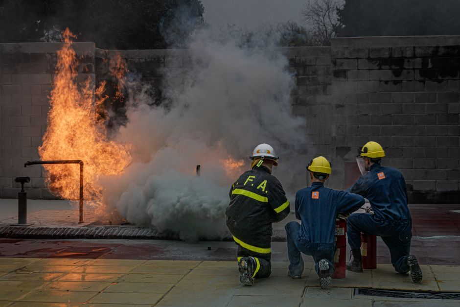 Real fire and safety training facility with practical equipment